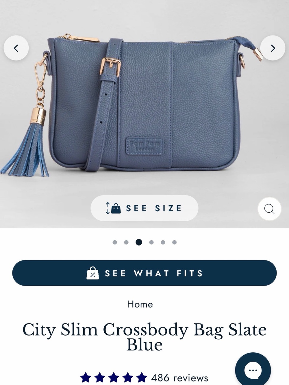 Pom Pom London Slim Crossbody Bag - Slate Blue